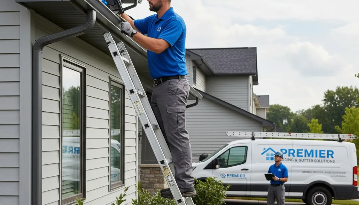 Seattle, WA gutter inspection by vinyl-siding experts checking roof drainage and home water damage protection